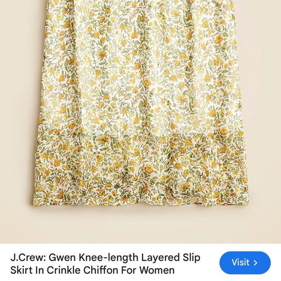 NWT J Crew Gwen knee length layered slip skirt in crinkle chiffon - Picture 3 of 7